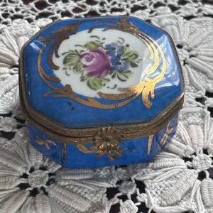Limoges Handcrafted Blue and Gold Box